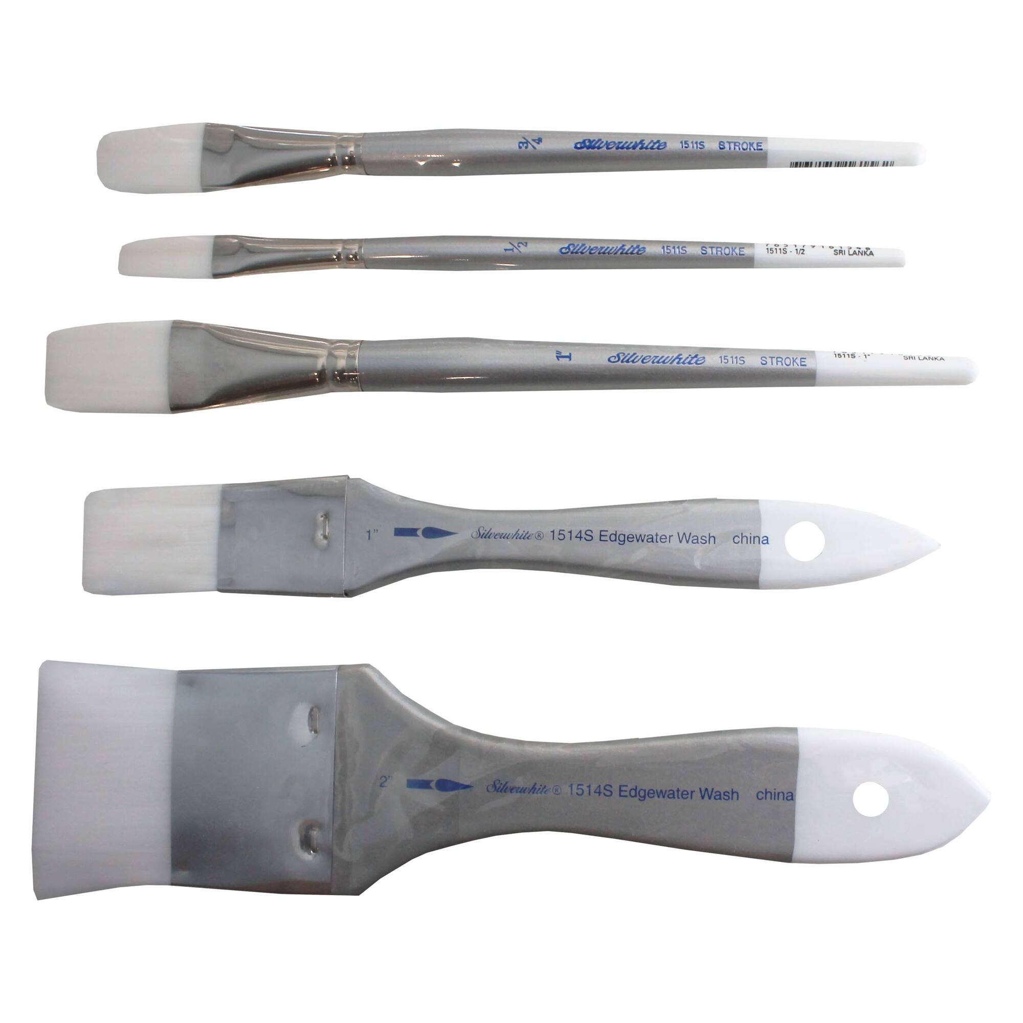 Silver Brush Limited Silver white Stroke and Wash Brushes, Set of 3